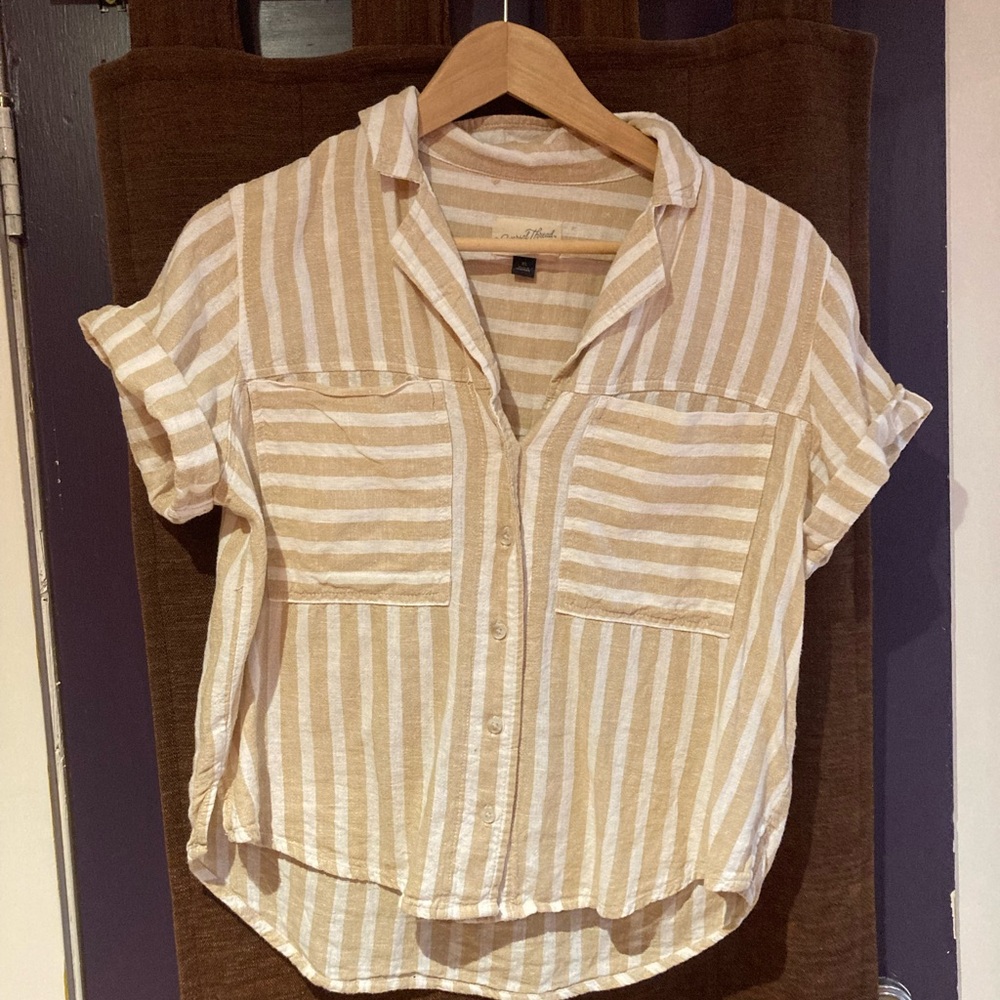 Universal Thread Beige and White Striped Shirt
